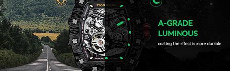 Buy TSAR BOMBA Men's Automatic Watch Tonneau Luxury Skeleton Watches ...