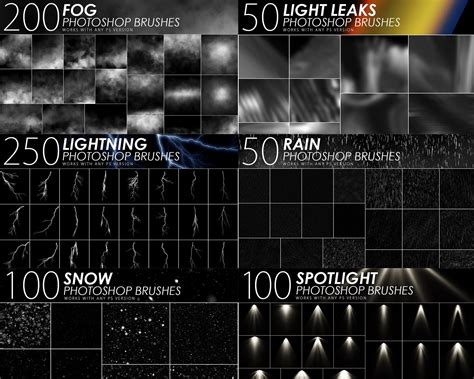 1505 Photoshop Brushes Bundle, Photoshop Overlays, Snow Brushes, Rain ...
