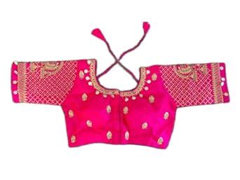 Buy YAZU LIFESTYLE Women's u Neck Readymade Stitched Saree Blouse (Free ...