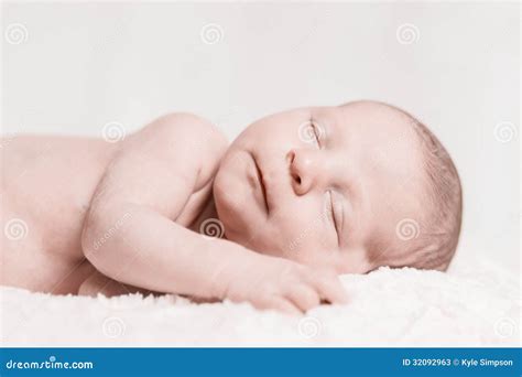 Newborn Baby Male Sleeping Closeup Face Smiling Stock Image - Image of ...