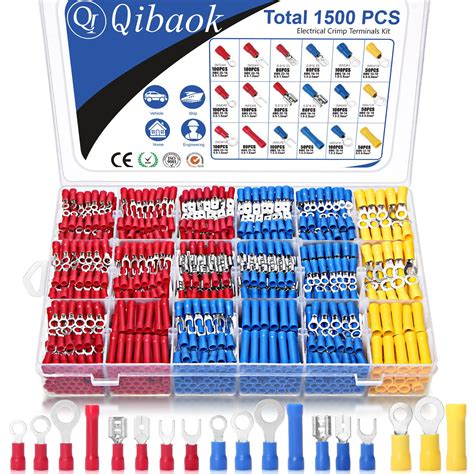 Qibaok 1500pcs Wire Connectors Insulated Electrical Wire Terminals Wire ...