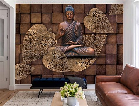 AADEE Craft 3D Gautama Buddha Wall Mural Meditating Budha Wallpaper ...