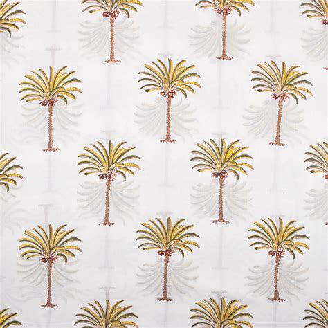 Multicolor Palm Tree Block Print Running Fabric – DMAASA