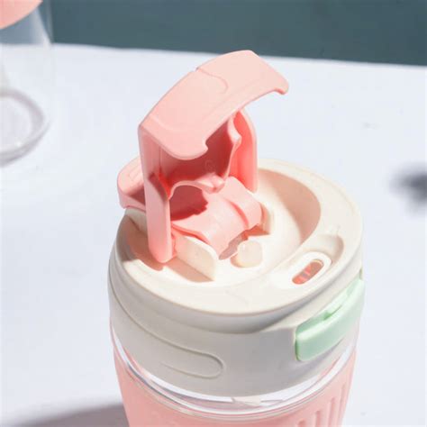 Glass Tumbler With Dual Flip Lid Pink 350ml Online - Premium Water ...