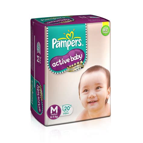 Pampers Active Baby Taped Diapers, Medium size Diapers, (M) 20 count ...