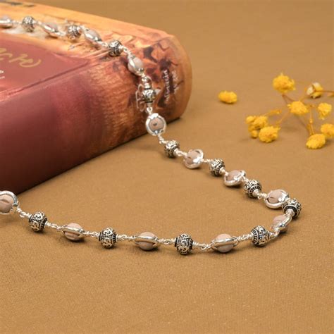 Tulsi Capping With Om Silver Beads Mala – Prinjal Jewels