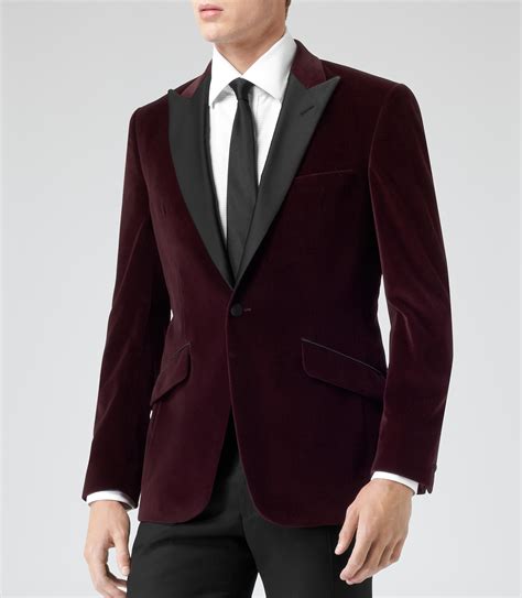 Lyst - Reiss Goodwood Single Buttoned Velvet Blazer in Red for Men