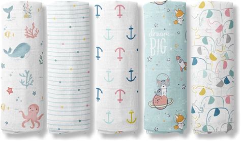 Buy haus & kinder Nautical Collection 100% Cotton Muslin Baby Swaddles ...