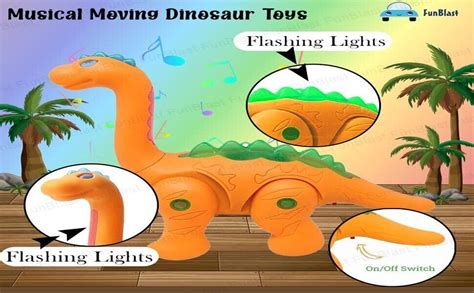 FunBlast Walking Dinosaur Toy with Flashing Lights & Sound, Walking ...