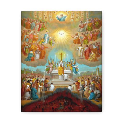 The Communion of the Saints Canvas, Catholic Mass Art, the Mass in ...