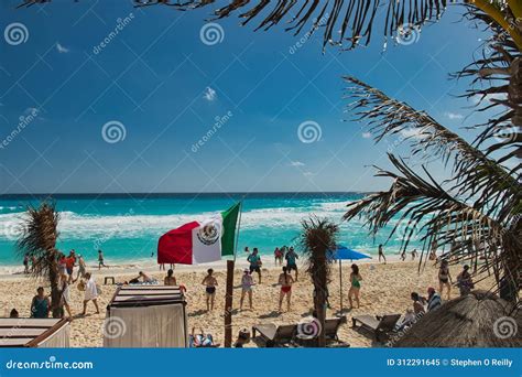 Fun Times Sun Sea and Golden Sand Cancun Beach Mexico Editorial Image ...