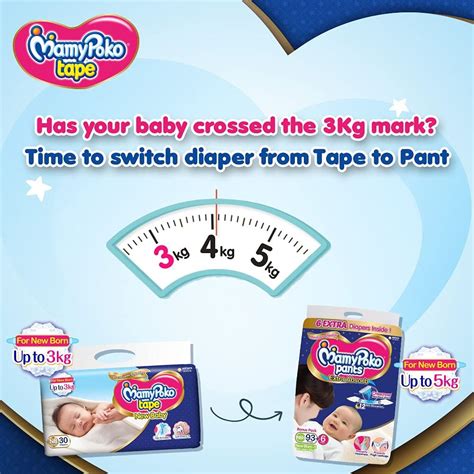 MAMYPOKO Tape Type NB Mini Diapers For Just Born Babies, Up to 3kg