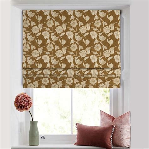 Buy Floral Satin Mustard Yellow Roman Blind Online | Drape Story ...