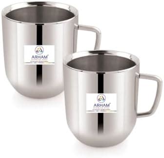 Buy KC Stainless Steel Double walled Coffee MUG Set of 2 Online at Low ...