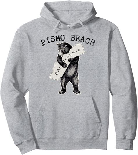 Cali Bear Hug I Love California Grizzly Bear Pismo Beach Pullover Hood ...