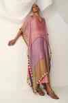Buy Pink Tissue Embellished Gota And Ghunghroo Work Plunge V Neck ...