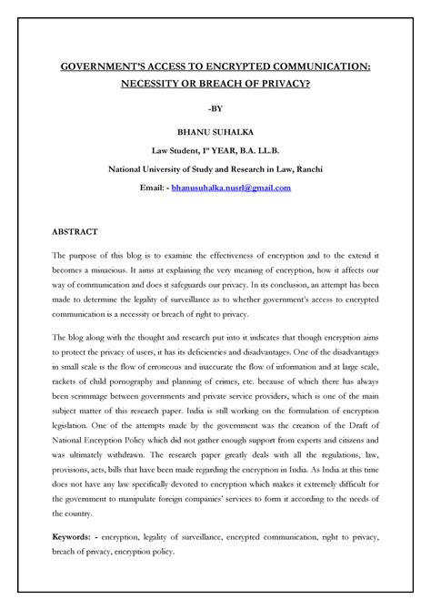 Sample Work - 'Govrnment's Access to Encrypted Communication ...