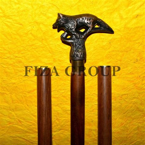 Buy Brass Antique Head Fox Handle Design Victorian Wooden Walking Stick ...