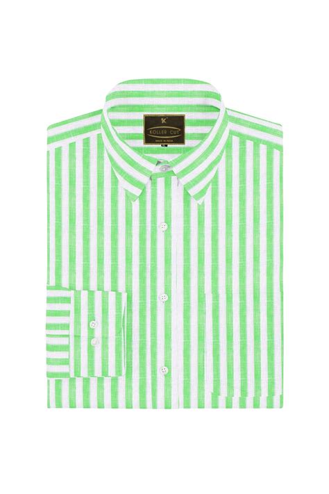 Seafoam Green and White Candy Stripes Pure Linen Shirt – kollercut