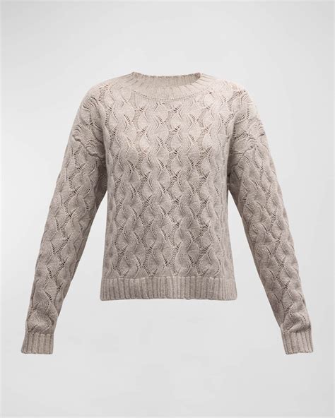 Cashmere Cable-Knit Crewneck Sweater | Neiman Marcus