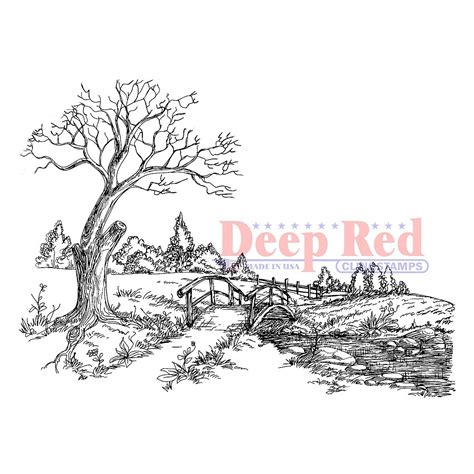 Deep Red Stamps Autumn Brook Rubber Stamp 4 x 3 inches | Michaels