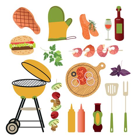 BBQ party icons set, barbecue, grill or picnic.Barbecue cooking ...