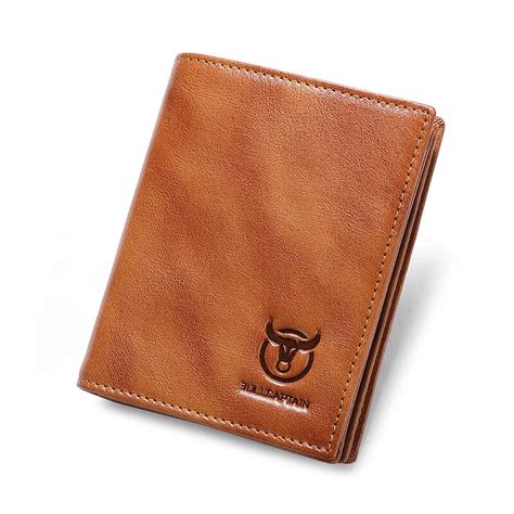 BULLCAPTAIN Men's Genuine Leather RFID Wallet Handmade Cowhide Thin ...