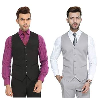 Buy MANQ Men's Slim Fit Formal Waistcoat (Combo of 2) - Size 34 at ...