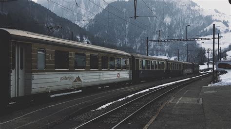 Wallpaper railway, train, mountains, winter hd, picture, image