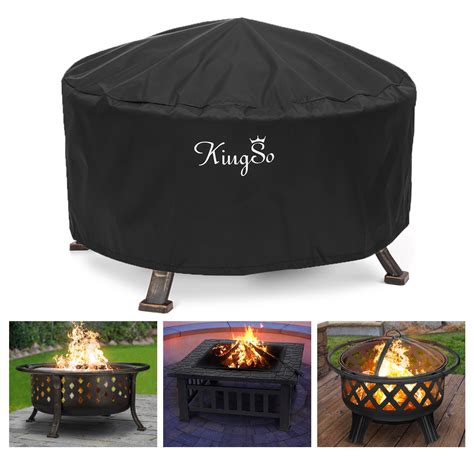 KingSo Outdoor Fire Pit Cover Round 36" Waterproof 600D Heavy Duty ...