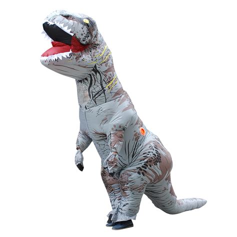 2017 Adult Gray Polyester T-REX INFLATABLE Dinosaur Costume Fancy Dress ...
