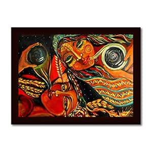 Tamatina Wooden Texture Framed Canvas Painting | Tribal Ladies | Home ...