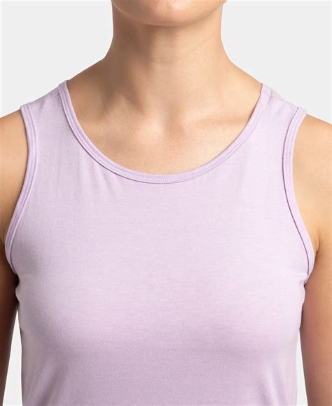 Buy Super Combed Cotton Rich Solid Curved Hem Styled Tank Top - Orchid ...