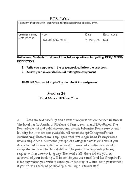 ECS- LO- 4: Assignment on Aviation Cabin Crew Duties and Long Flights ...