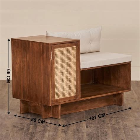 Buy Cane Connection Mango Wood Shoe Cabinet with Cushion Seat - Brown ...