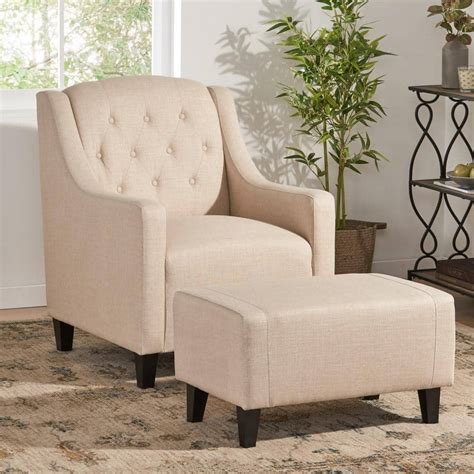 Elaine Light Beige Fabric Tufted Club Chair and | Ubuy India