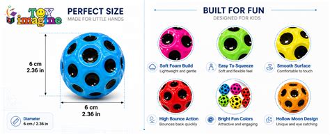 Toy Imagine Pack of 6 Foam Sponge Moon Balls for Kids – Birthday Return ...