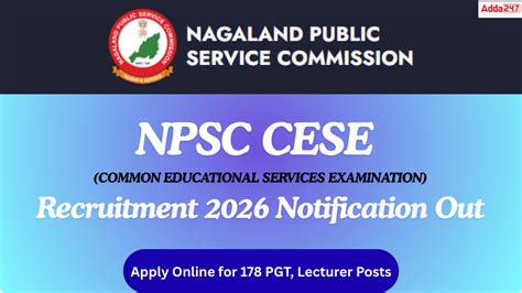 NPSC CESE Recruitment 2026 Notification Out, Apply Online for 178 PGT ...