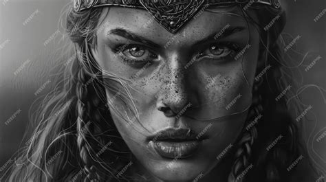Premium Photo | Freya Viking Goddess portrayed in a Charcoal Drawing ...