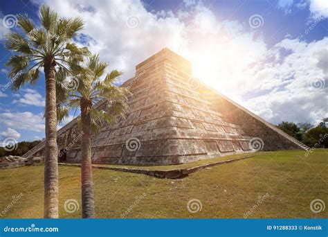 Famous El Castillo Pyramid the Kukulkan Temple, Feathered Serpent ...