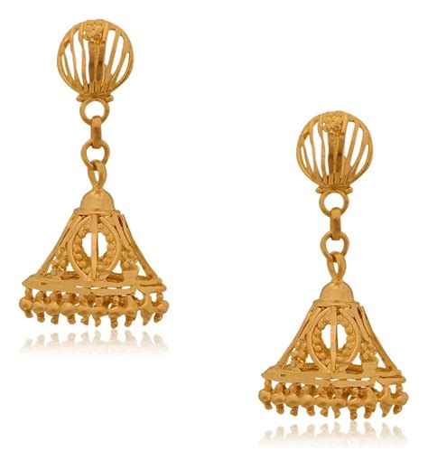 Buy Senco Gold Aura Collection 22k Yellow Gold Jhumki Earrings for ...