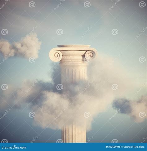 Roman Column in the Clouds. High-level Education Concept Stock Illustration - Illustration of ...