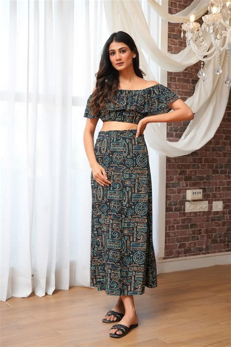 Women’s Matching Top Skirt Co-Ord Set – Printed, Resort Casual – TheStylore