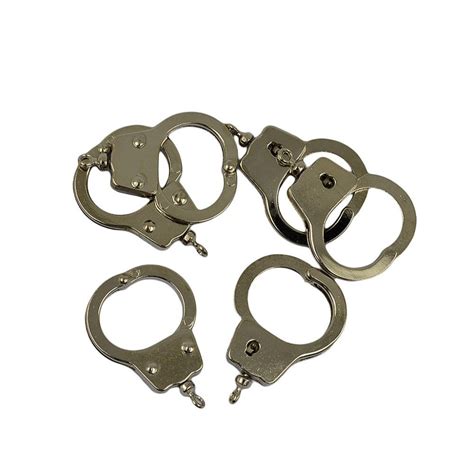 FLAWISH 6pcs silver mini thumb finger handcuffs Charms keyring clasp ...