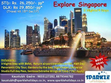 Explore Singapore | Trip Package for 3 Nights/4 Days @ INR 26250.00