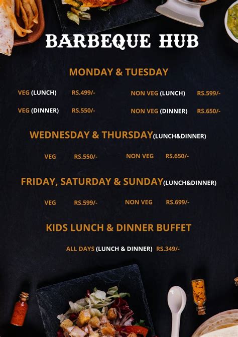 Menu at Barbeque hub-Suncity. Hyderabad, Hyderabad