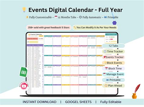 Events Calendar Google Sheets - Eloquens