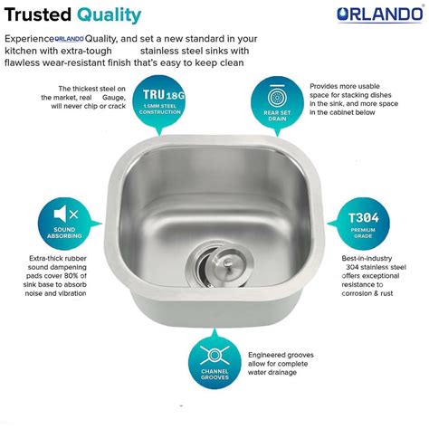 Orlando New Stainless Steel Single Bowl Undermount Bar Prep India | Ubuy