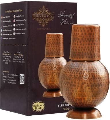 IndianArtVilla Copper Surai Design Water Bottle 700 ML 700 ml Copper ...