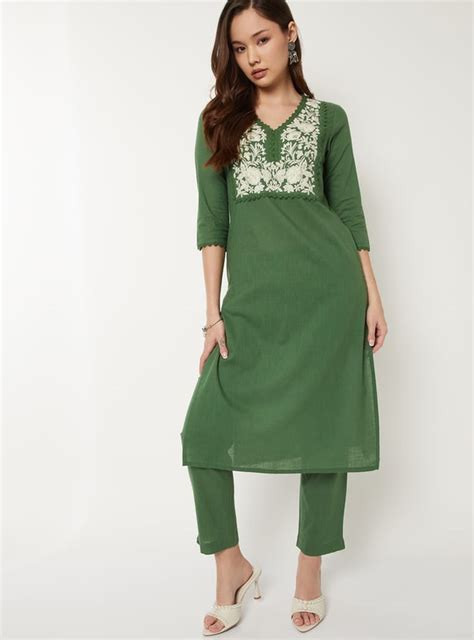 Buy Women Embroidered Straight Kurta Set Online at just Rs. 999.0 ...